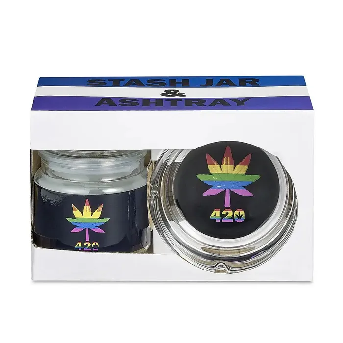 Fashioncraft Anal Rainbow Leaf Ashtray Stash Jar Set